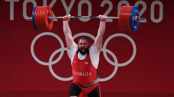 Georgian Weightlifter Lasha Talakhadze defended his gold medal in the +102kg category. Image courtesy of MojNews.