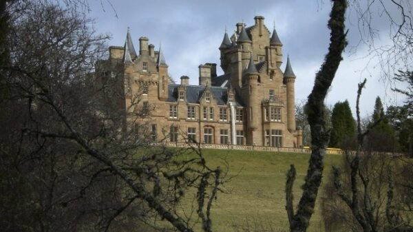 View of Ardross Castle in Scotland from a distance