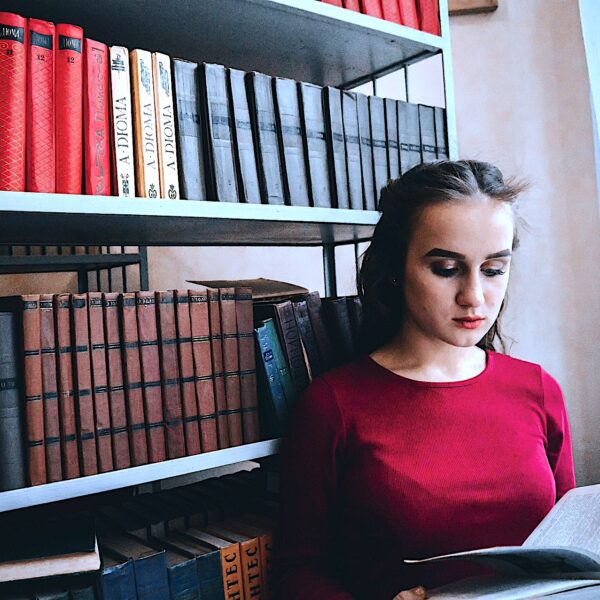 Woman reading book